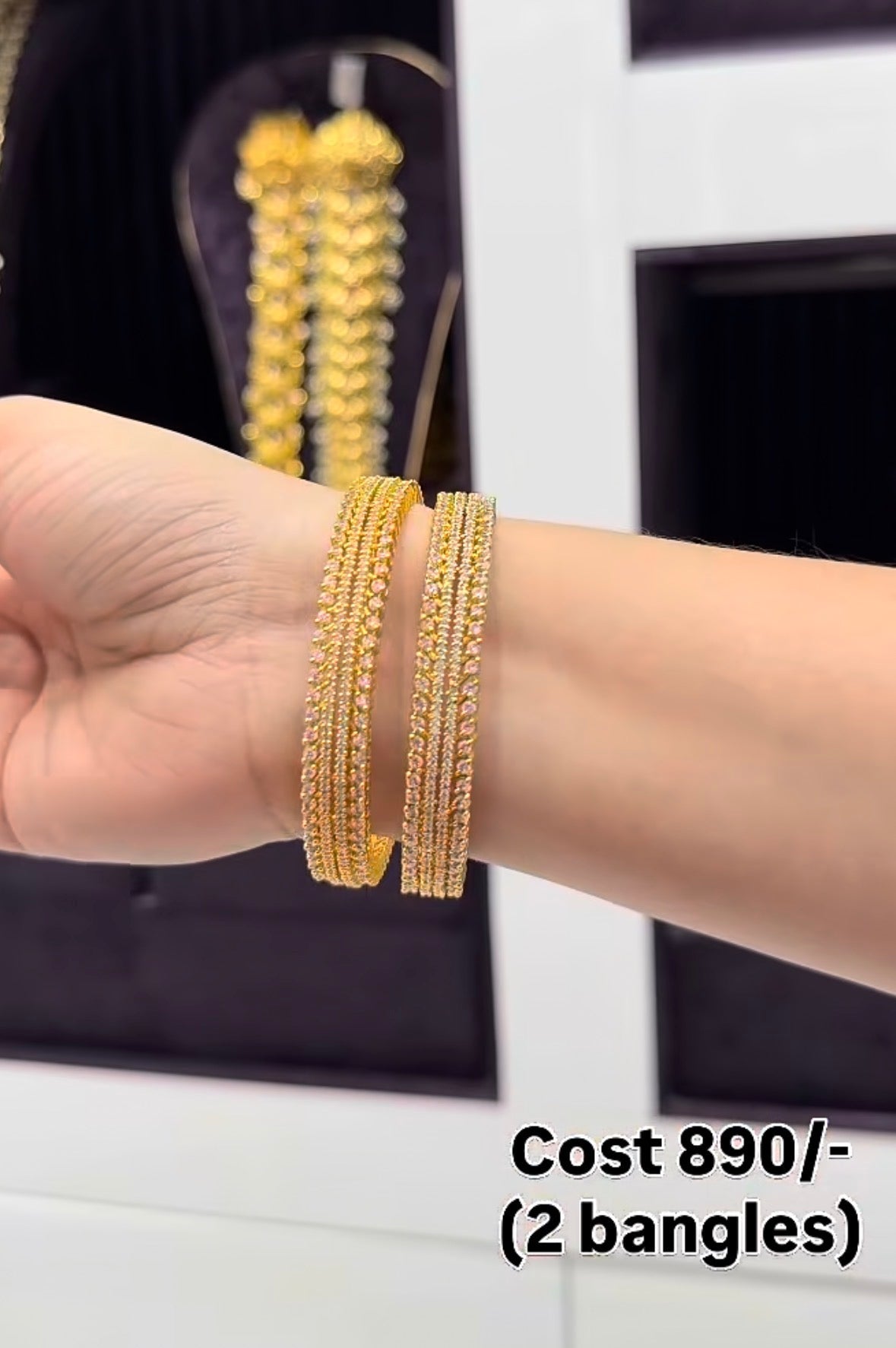 Beautiful white stone bangles set of 2