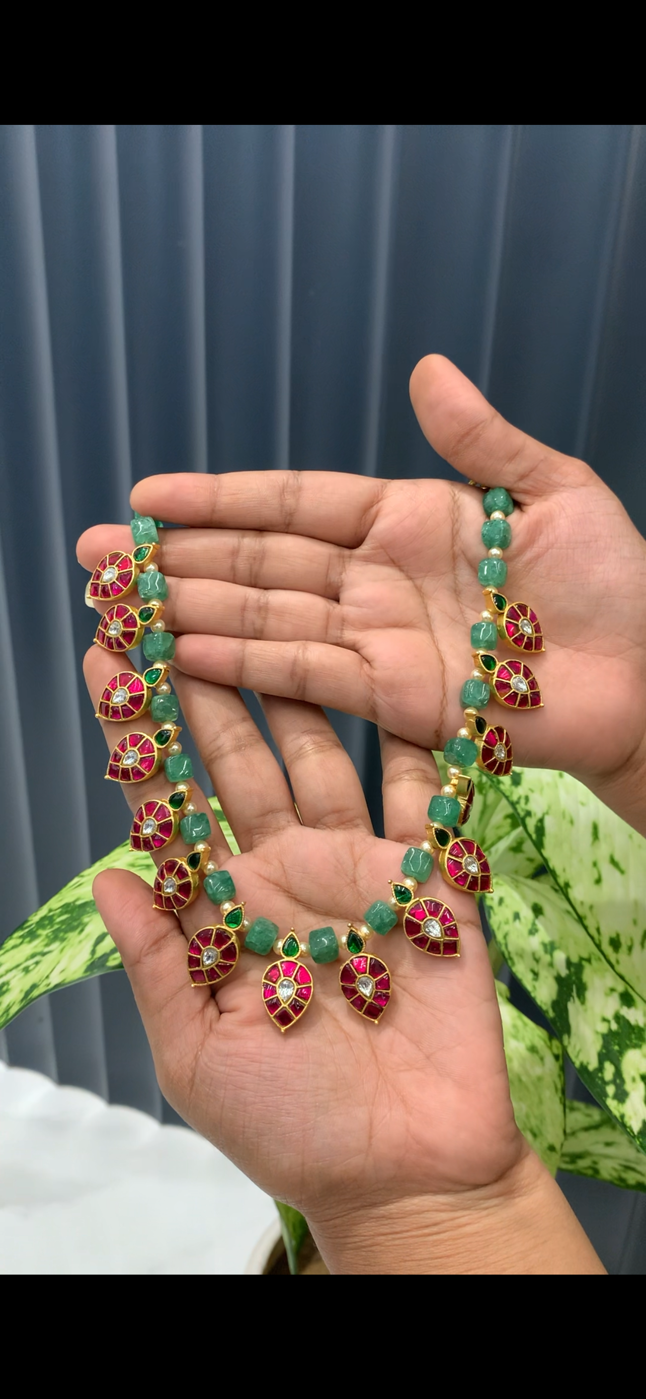 Beautiful Jaddav Drops with Green Beads Making with Back adjustable Rope 👌✨