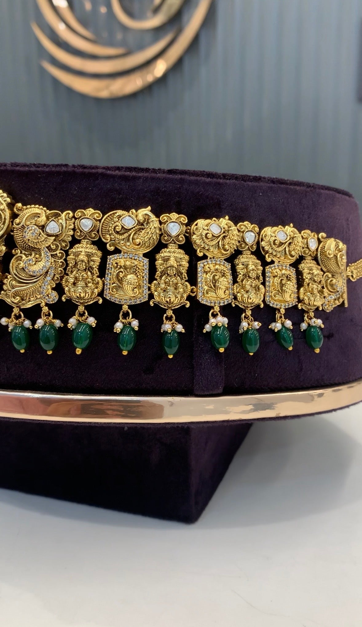 Beautiful moissiante stone chain vaddanam