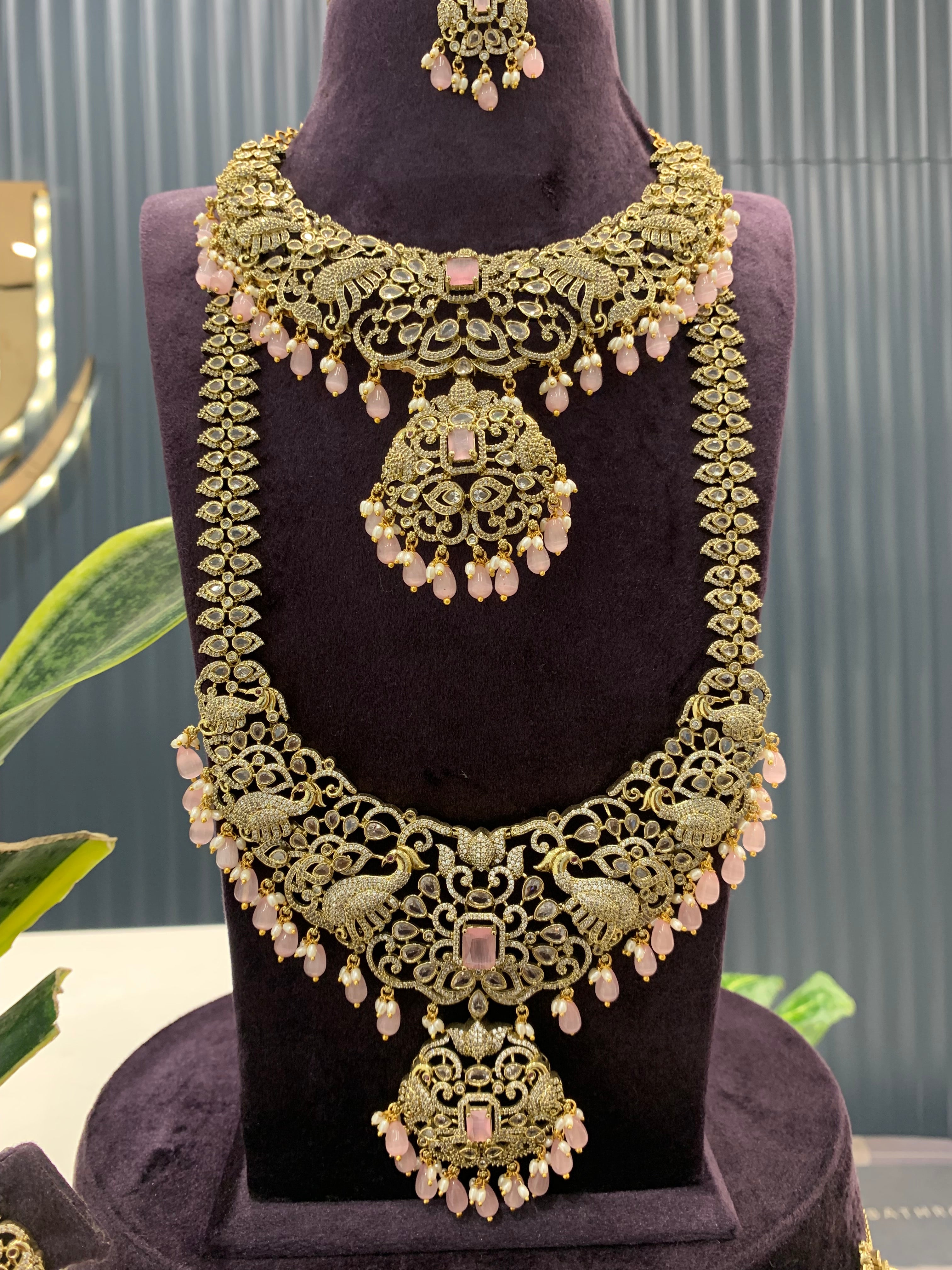 Beautiful Heavy Full bridal combo set necklace,haram,vaddanam,Earrings and Tikka