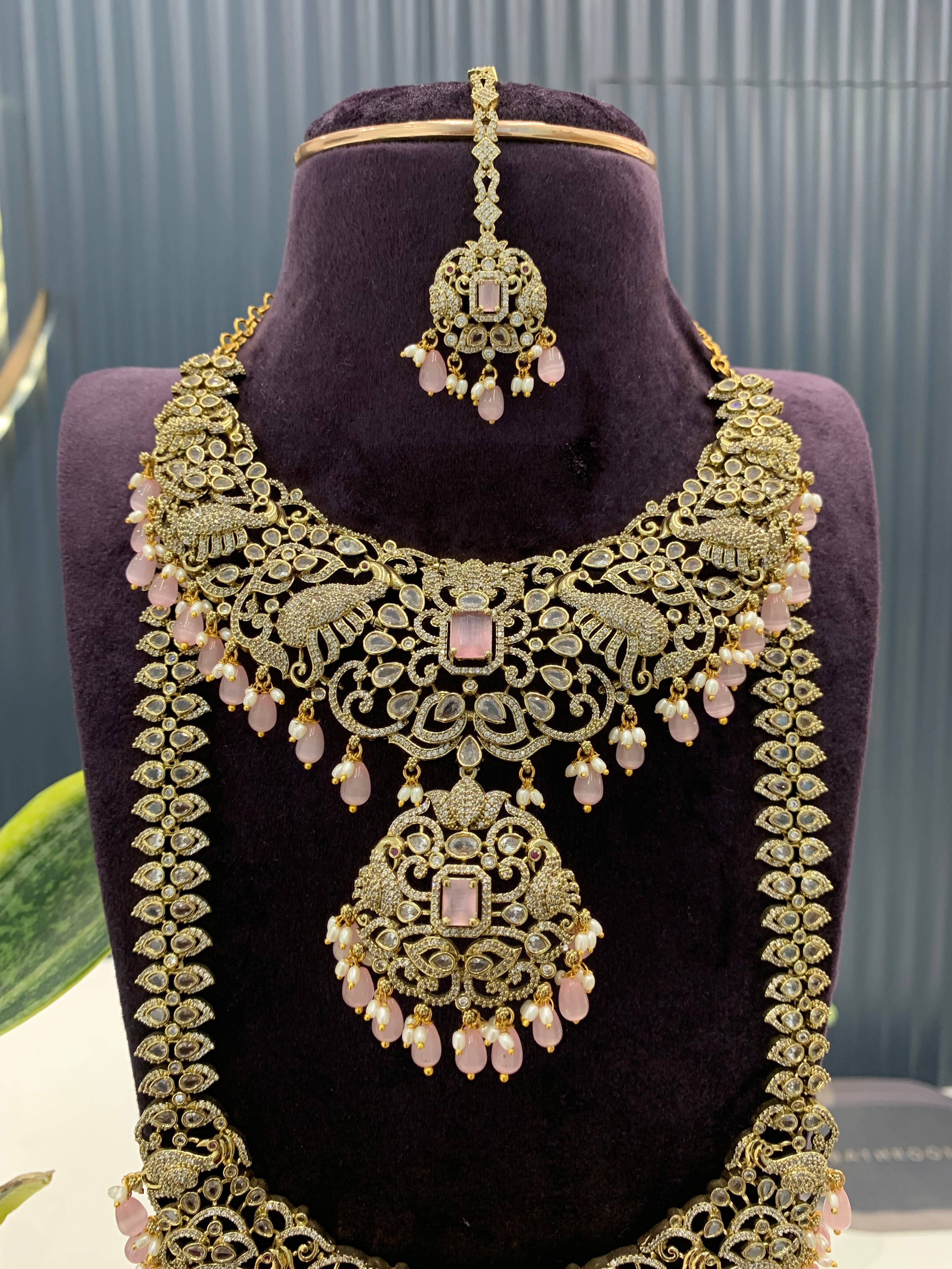 Beautiful Heavy Full bridal combo set necklace,haram,vaddanam,Earrings and Tikka