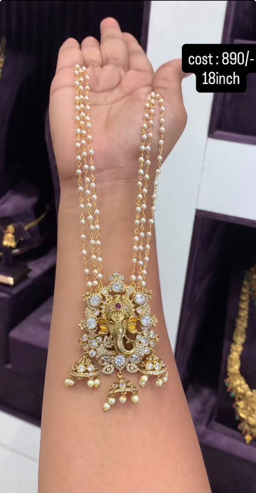 Beautiful Ganesh pendent With Pearl Chains