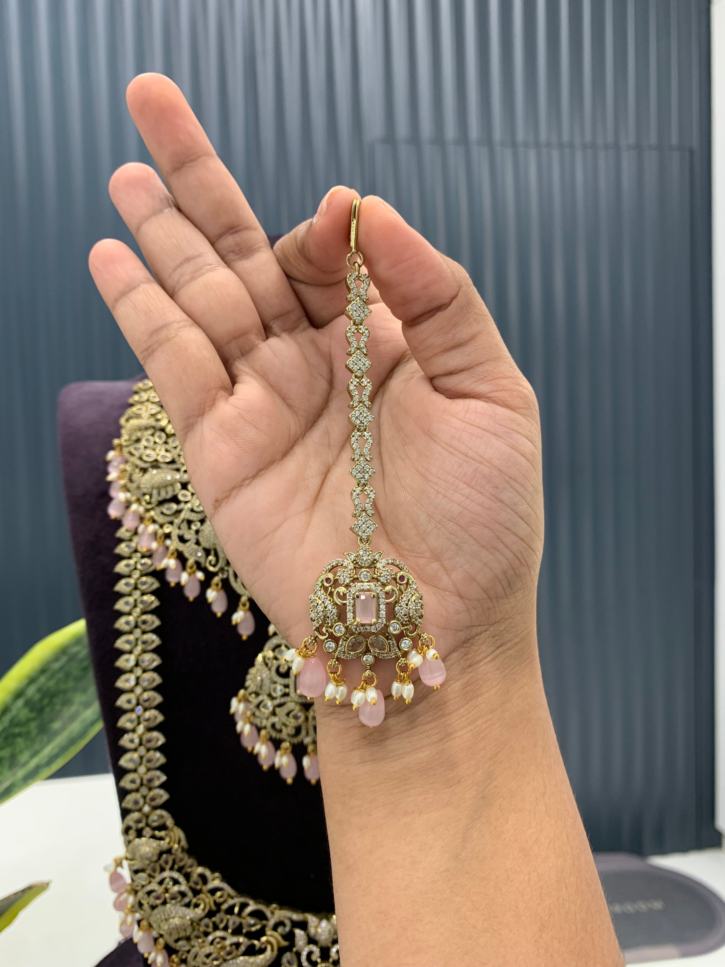 Beautiful Heavy Full bridal combo set necklace,haram,vaddanam,Earrings and Tikka