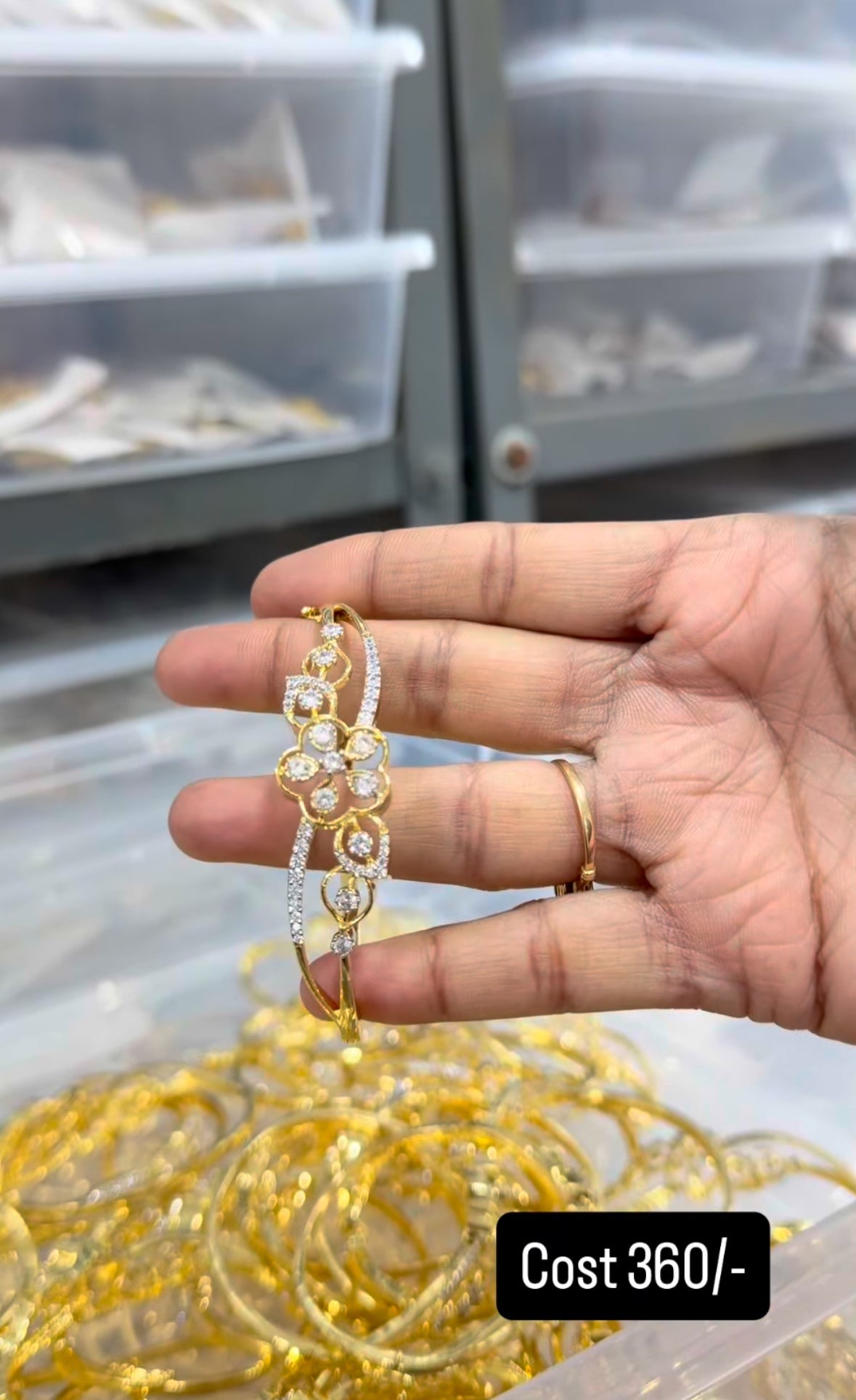 Beautiful Diamond Replica Kada Bracelet