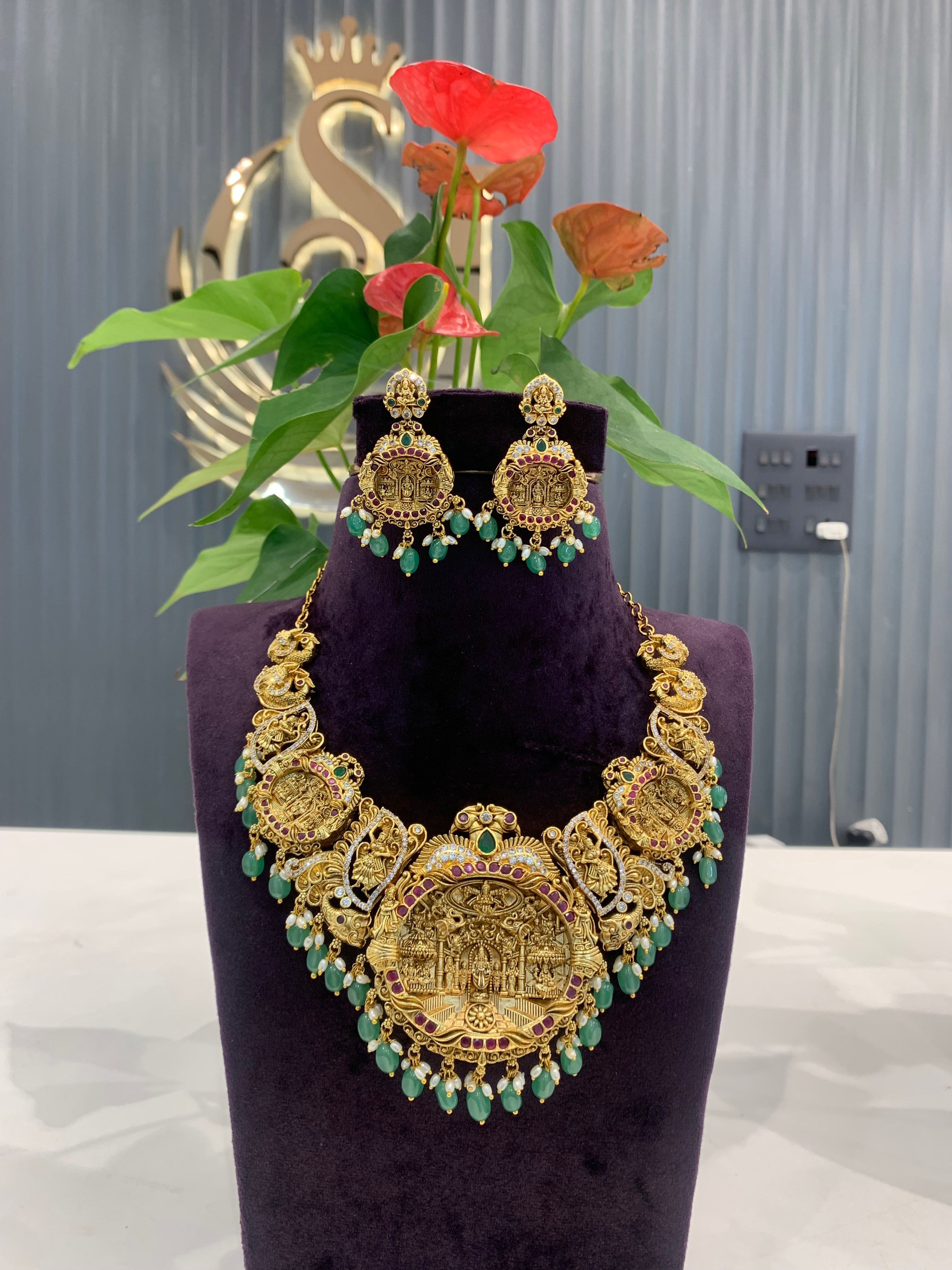 Beautiful nakshi 3D traditional necklace