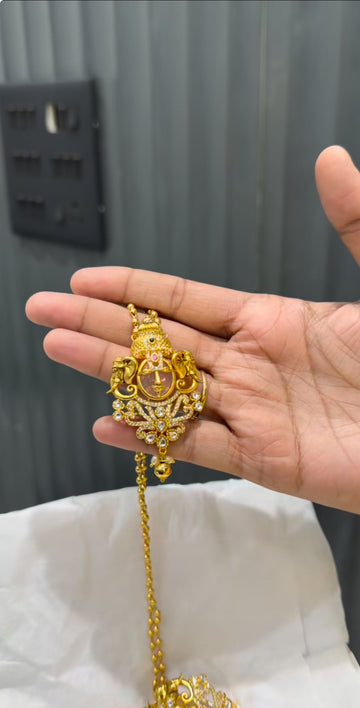 Beautiful Balaji Baby pink colour Pendent with Gold Ball chain 18inches