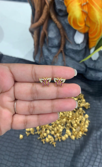 Beautiful Screw Back Butterfly Studs (Ruby stone)