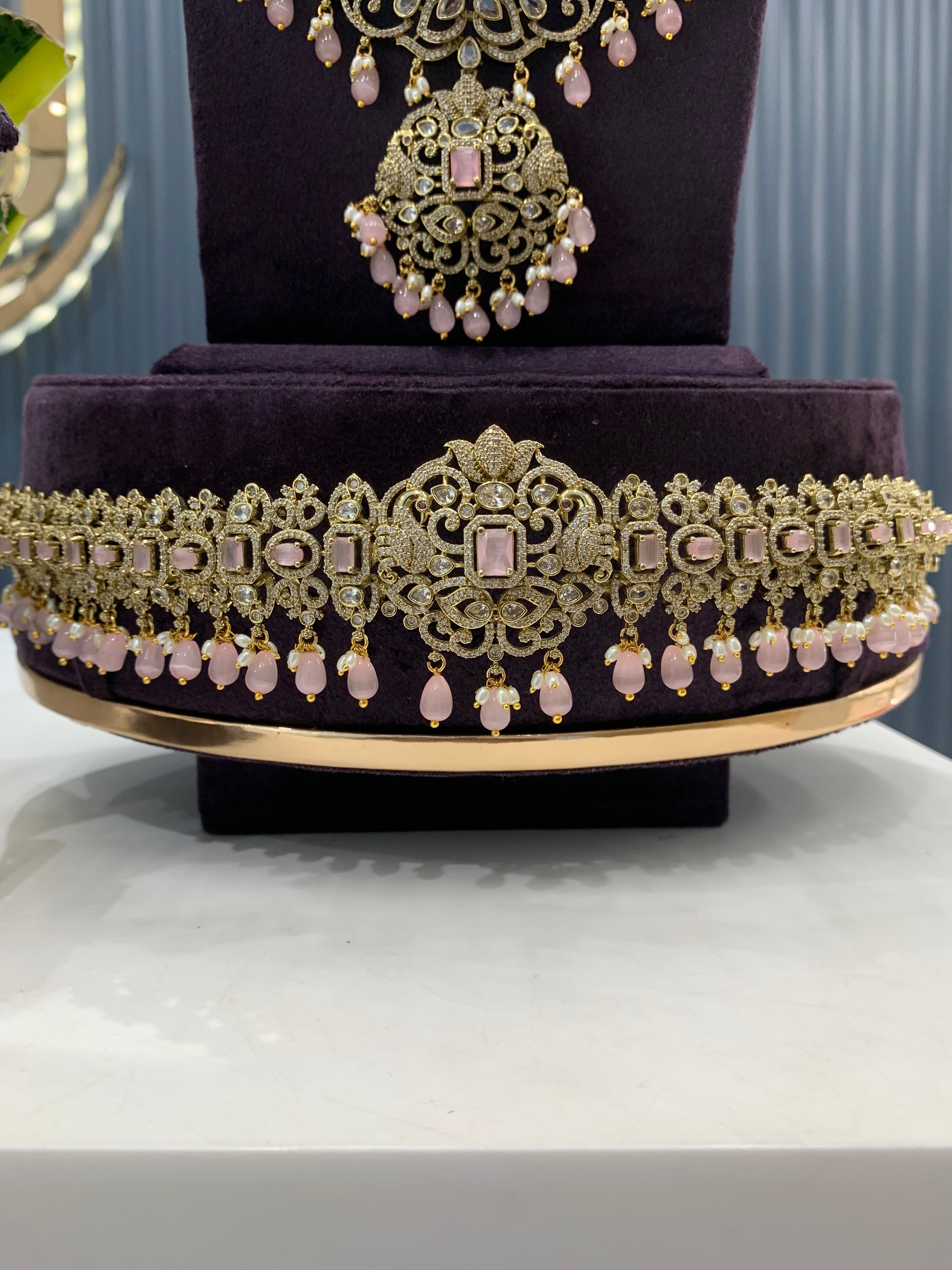 Beautiful Heavy Full bridal combo set necklace,haram,vaddanam,Earrings and Tikka