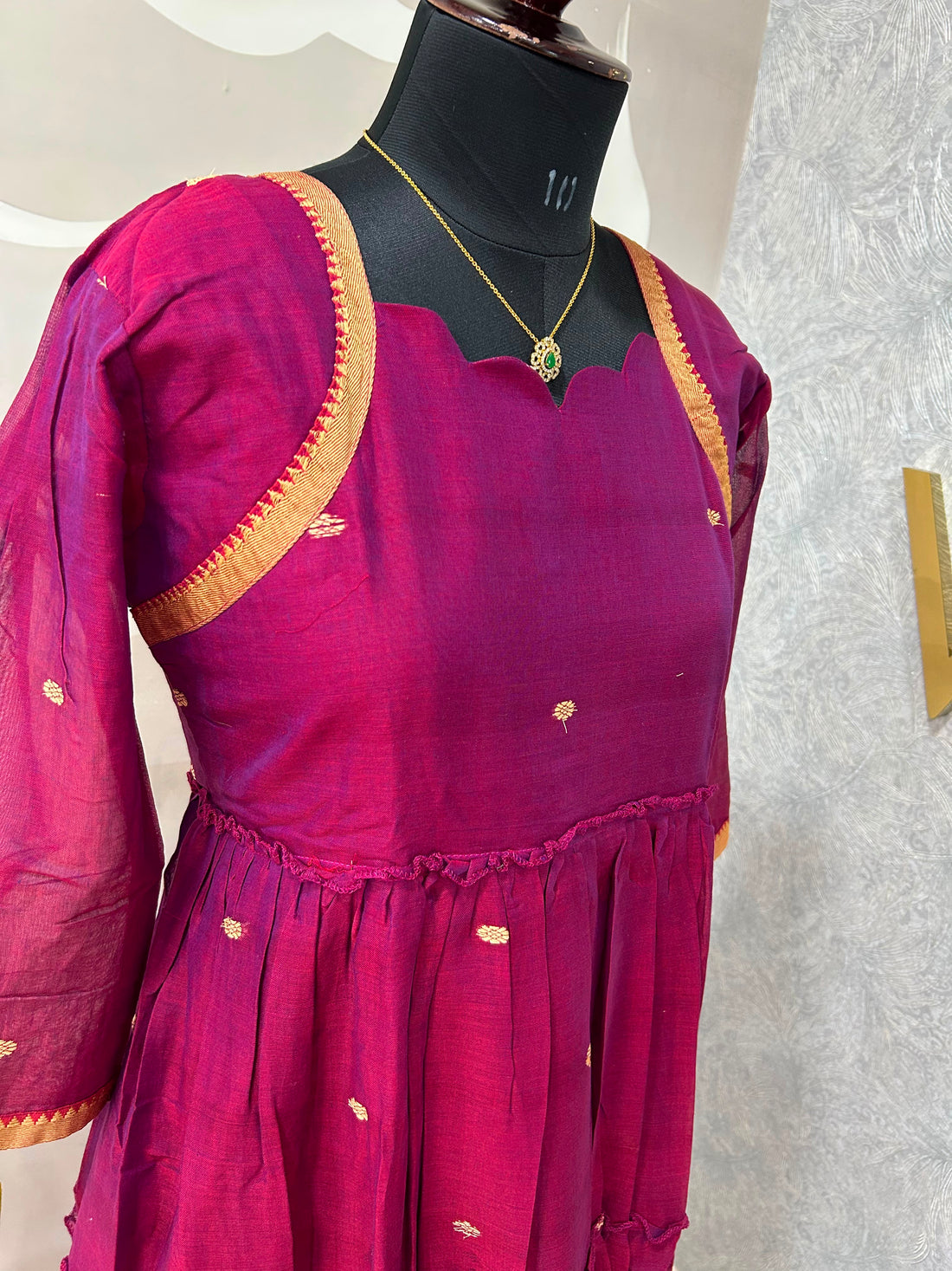 Jamdhani A-Line Frock with cotton lining