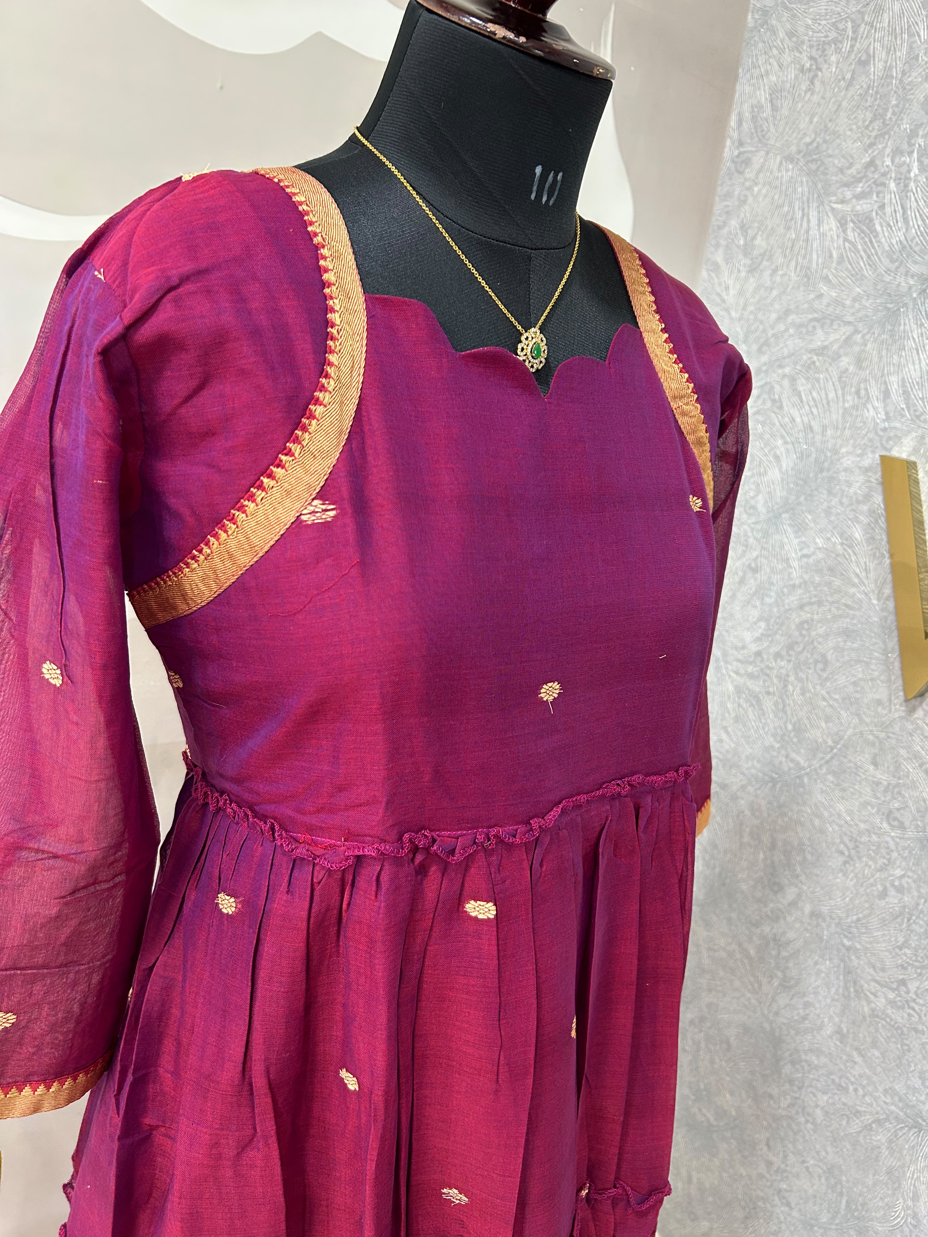 Jamdhani A-Line Frock with cotton lining