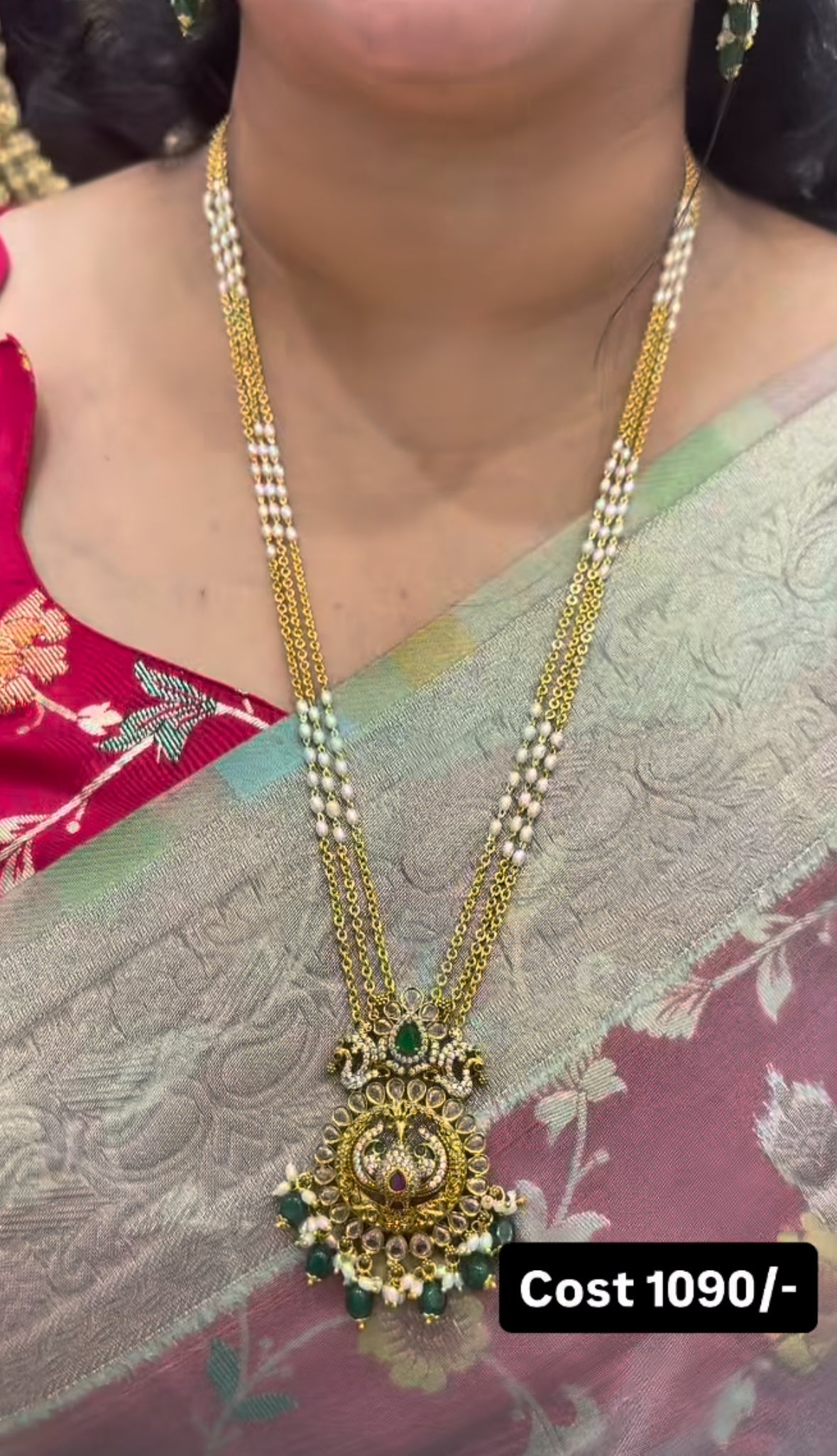 Beautiful Customised Locket set Chandraharam Chain 24 inches