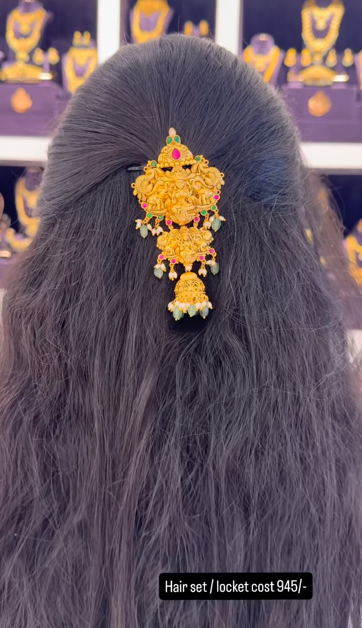 Beautiful Jadav Stone Headset with Back Hook