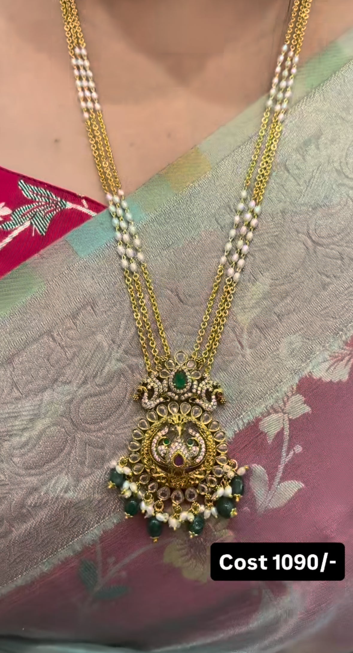Beautiful Customised Locket set Chandraharam Chain 24 inches