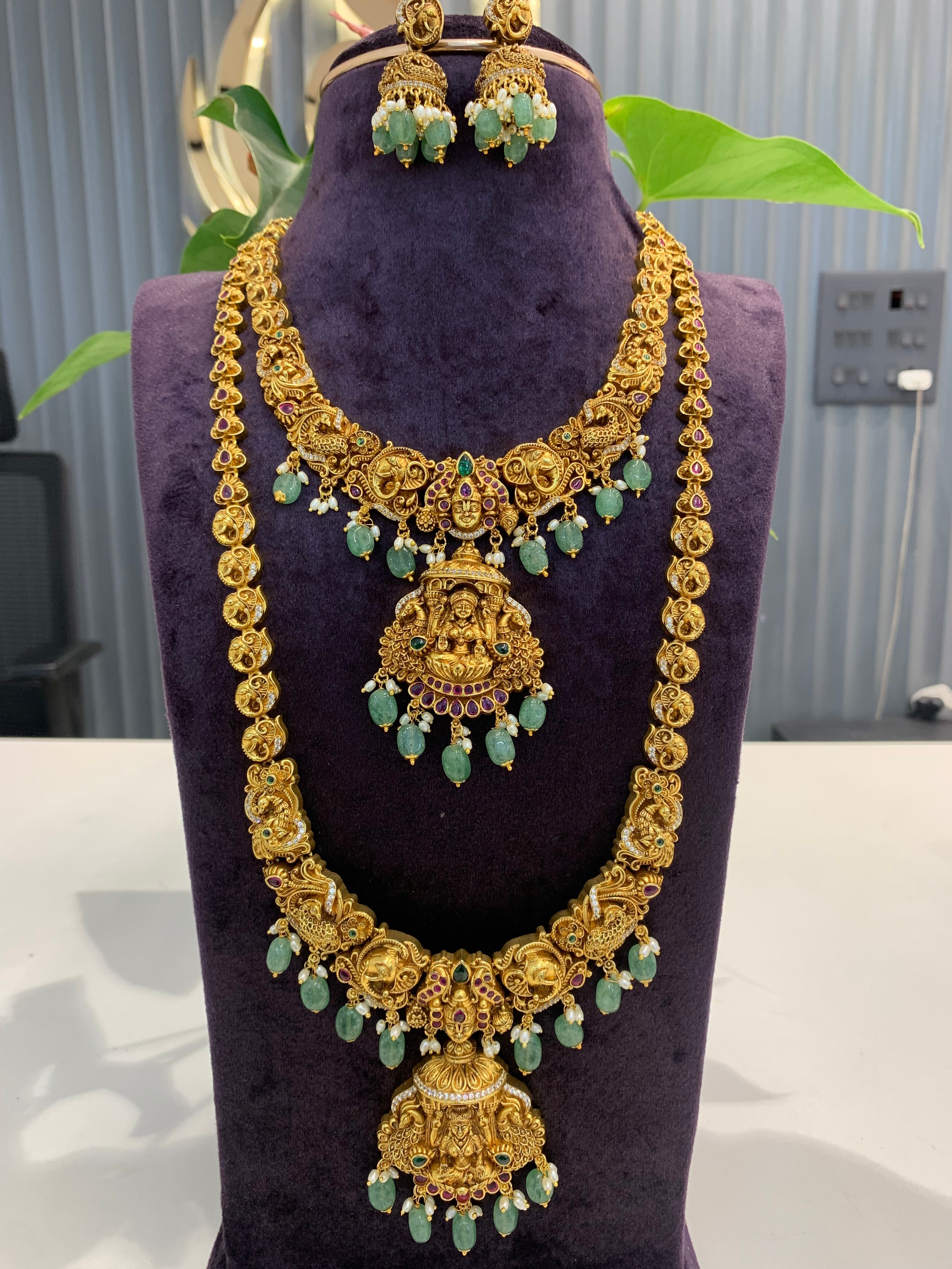 Beautiful Nakshi 3D Lord Balaji Combo set with 1set of Earrings