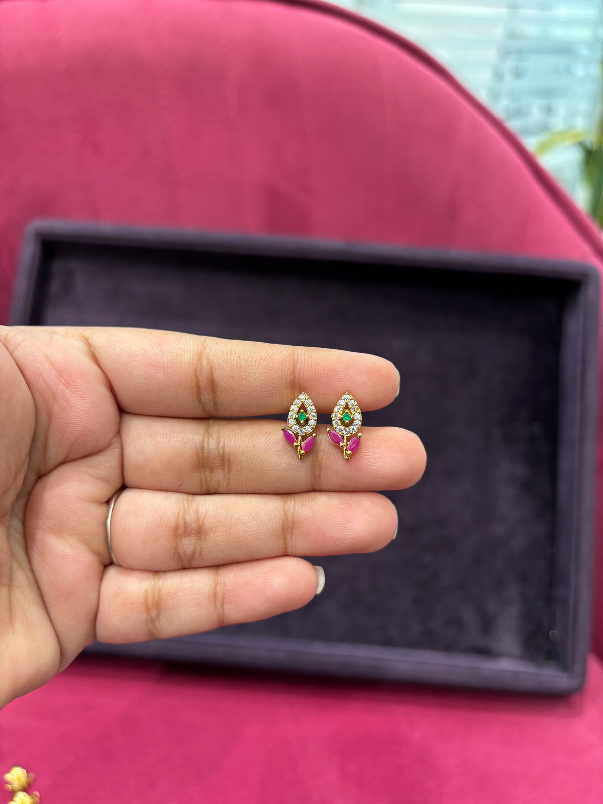 Beautiful Rose flower type Screwback earrings