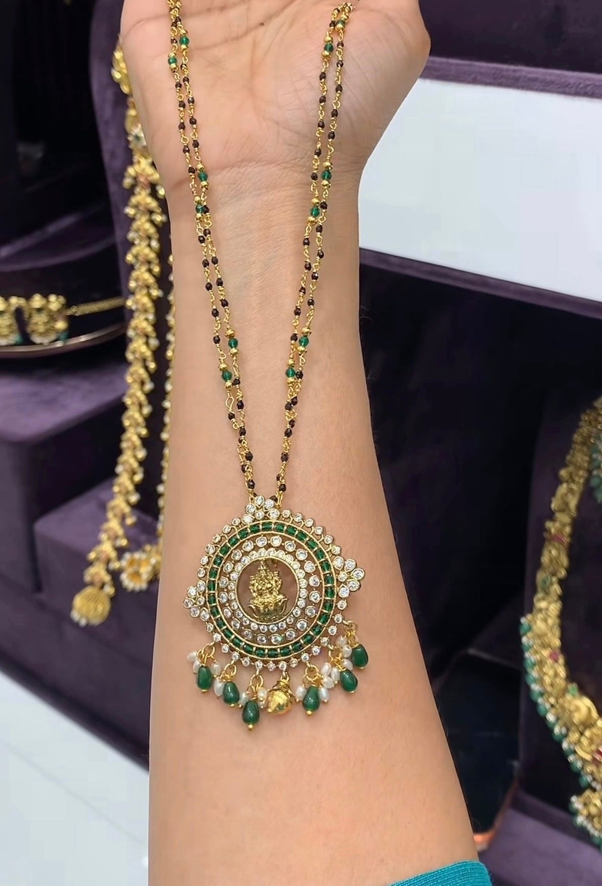 Beautiful LakshmiDevi Locket with stylish Chain (18 inches)