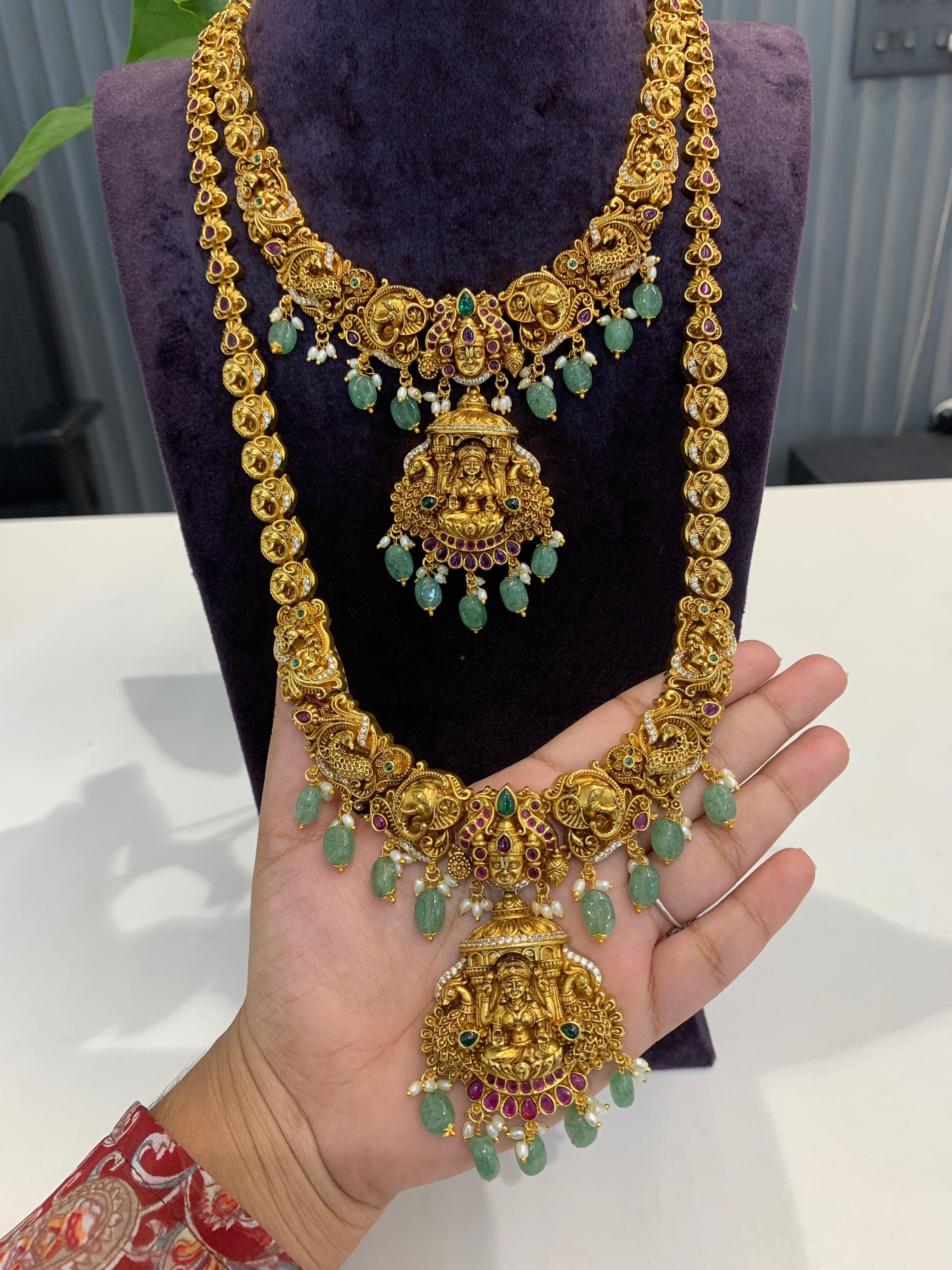 Beautiful Nakshi 3D Lord Balaji Combo set with 1set of Earrings