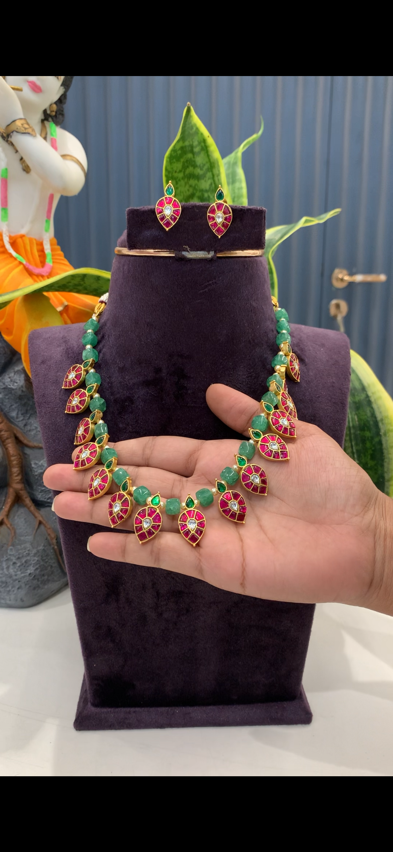 Beautiful Jaddav Drops with Green Beads Making with Back adjustable Rope 👌✨