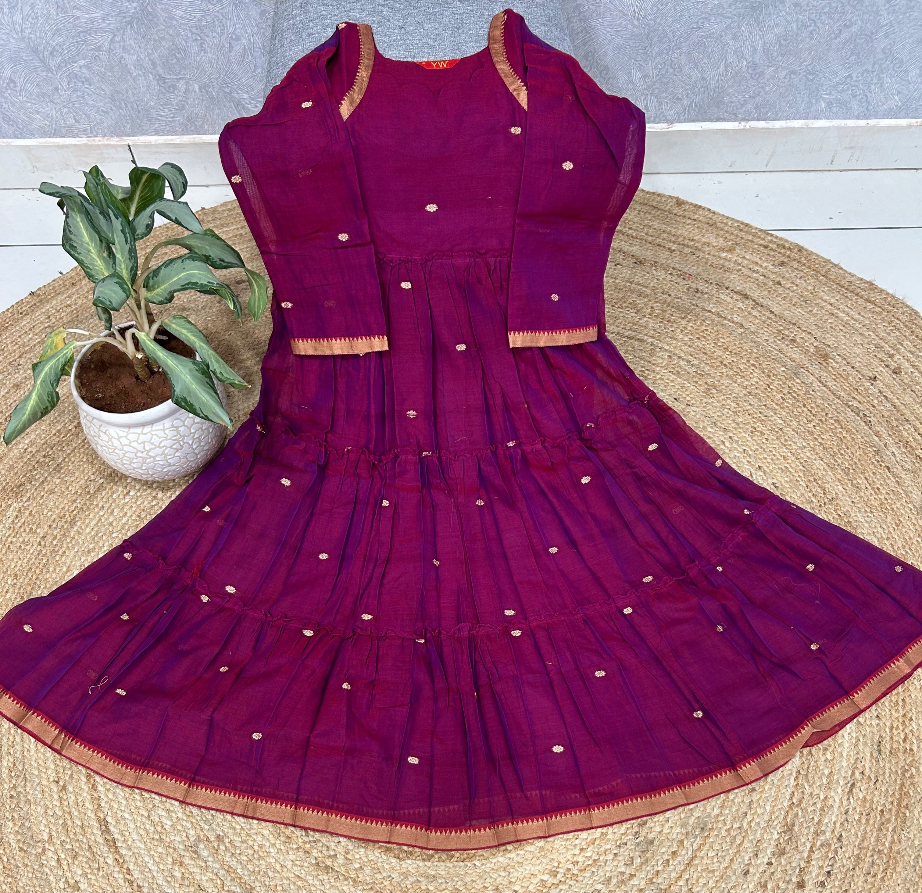 Jamdhani A-Line Frock with cotton lining
