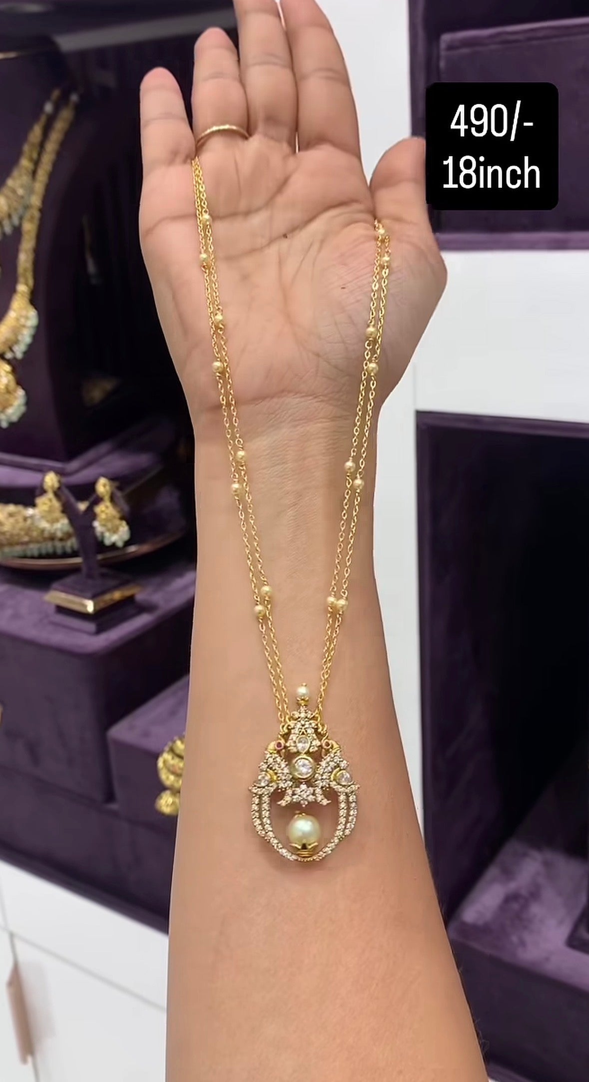 Beautiful Pendent With Chandraharam Chain