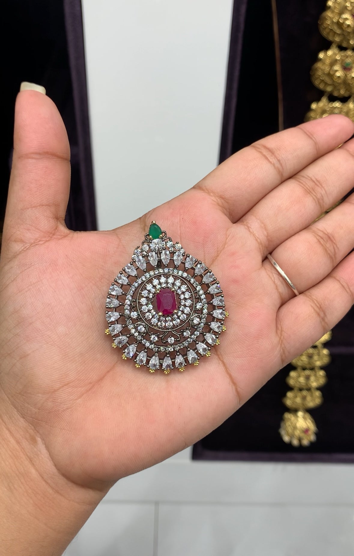 Beautiful Black Victoria pendent with Back hook