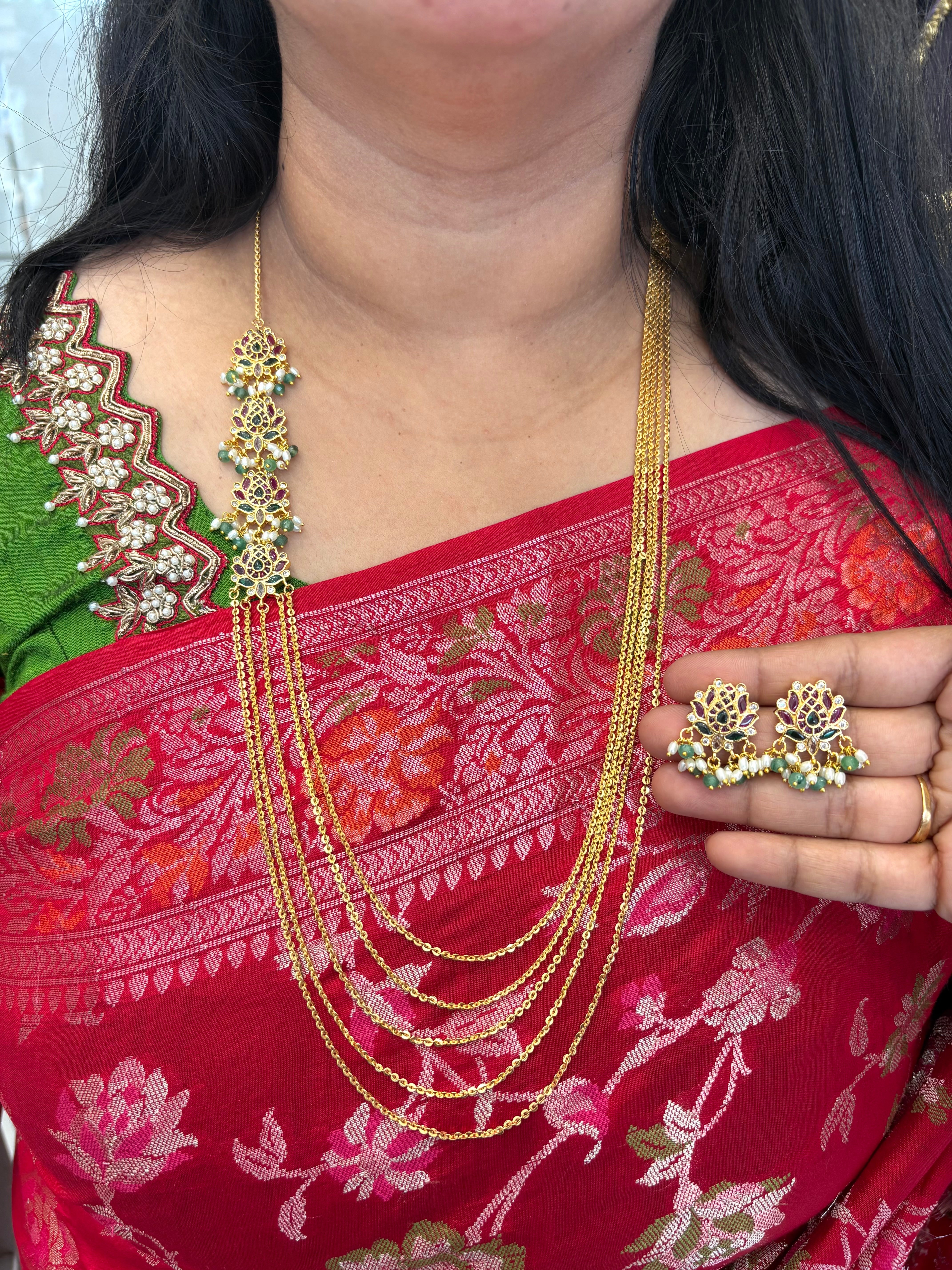 Beautiful Chandraharam with earrings