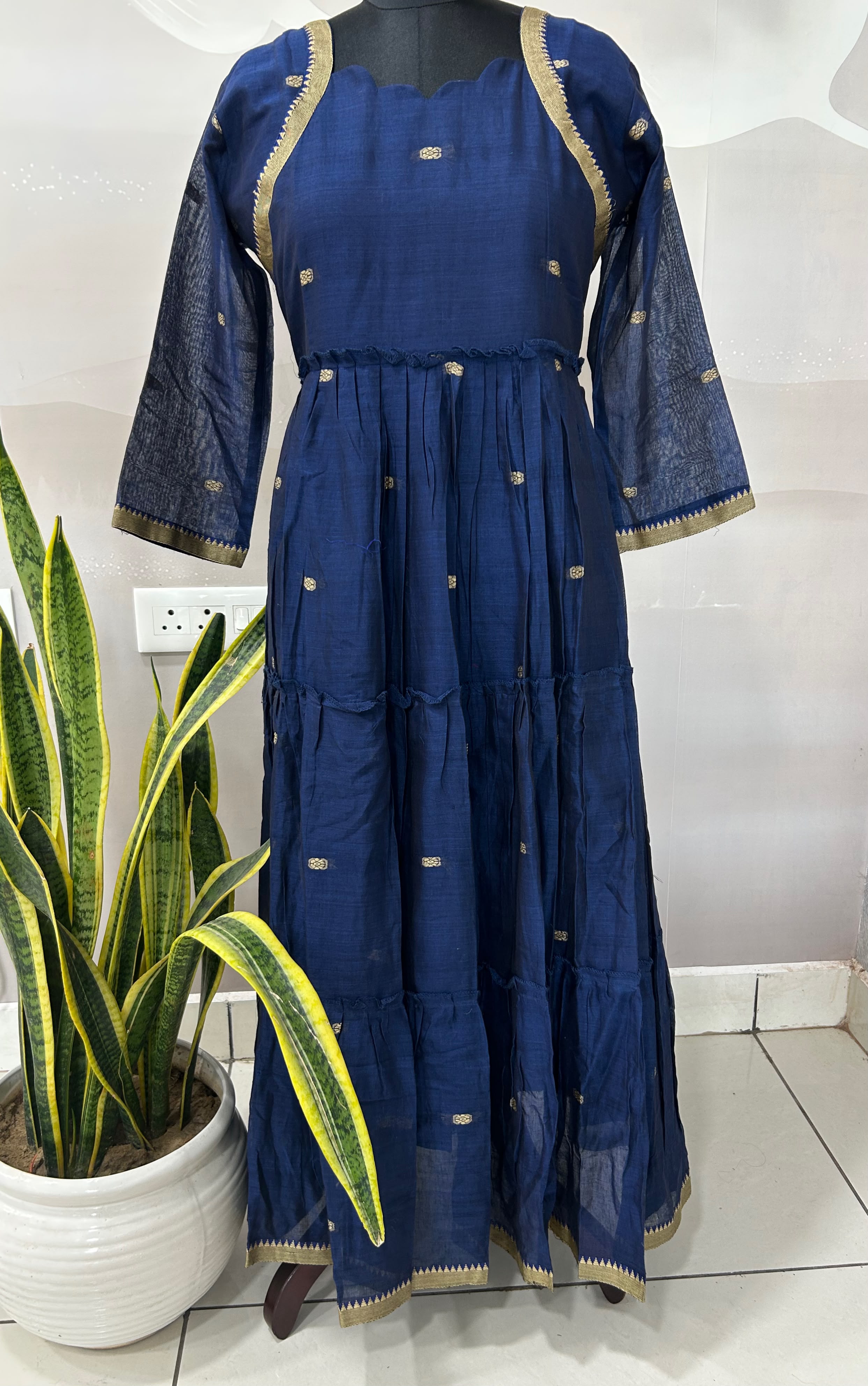 Jamdhani A-Line Frock with cotton lining