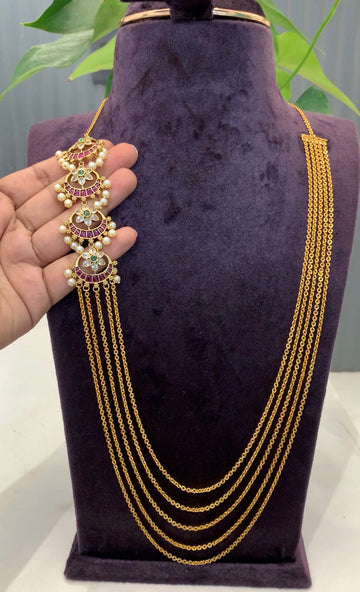 Beautiful customised chandraharam set