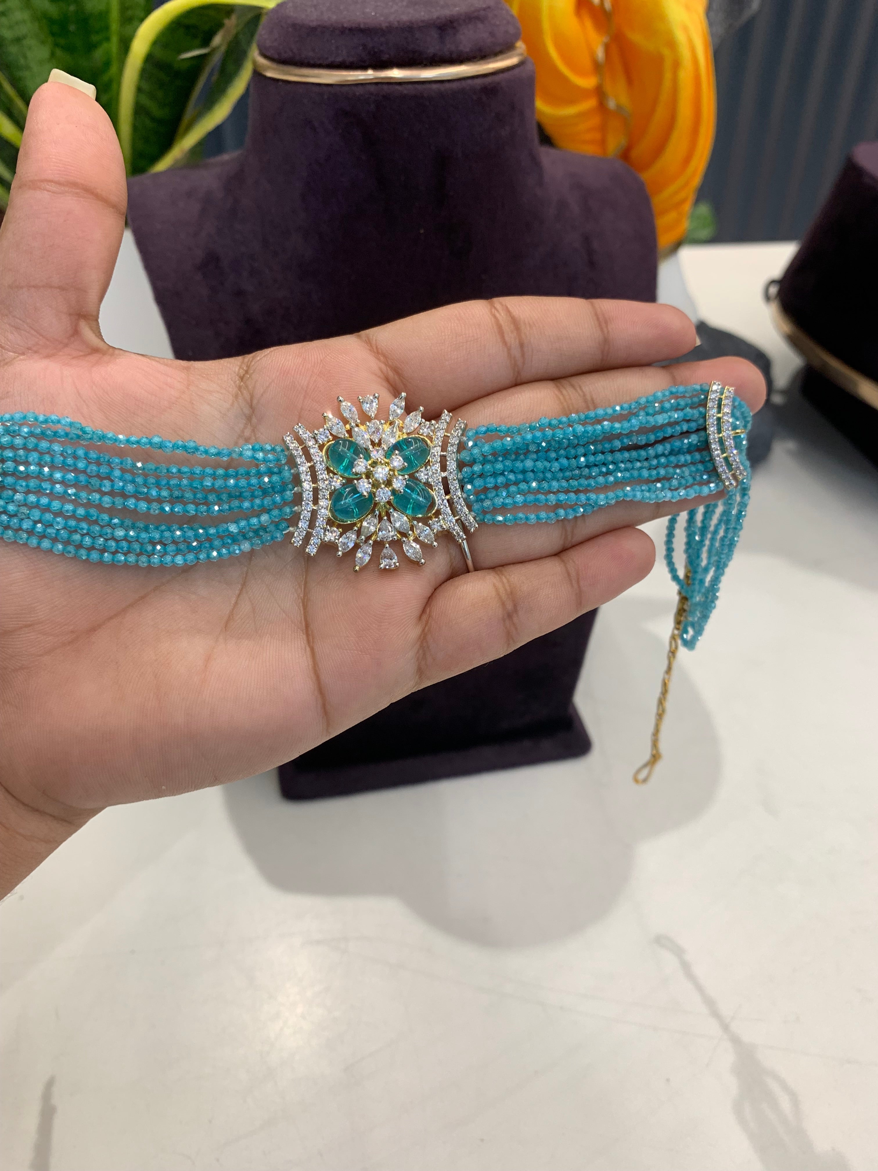 Beautiful Premium Crystal Chocker set