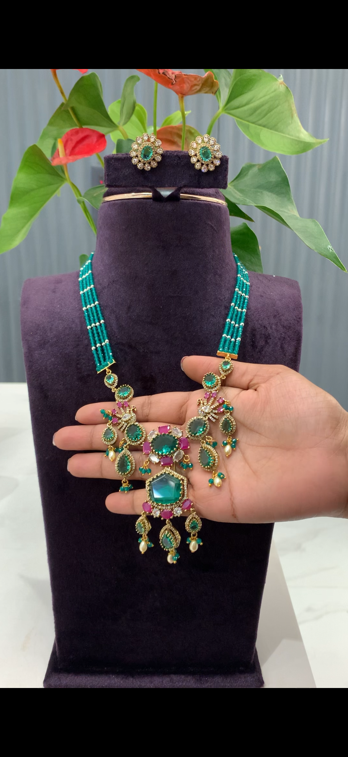 Beads set with earrings