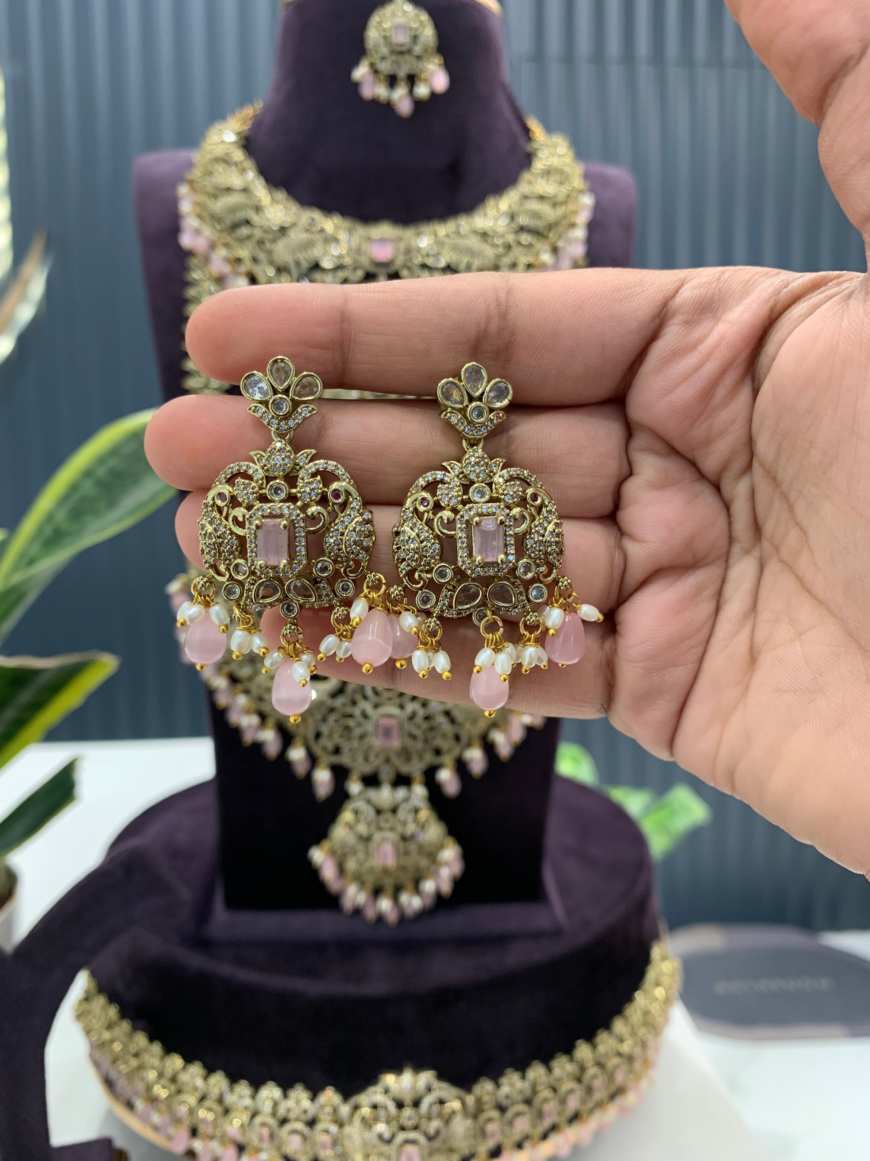 Beautiful Heavy Full bridal combo set necklace,haram,vaddanam,Earrings and Tikka
