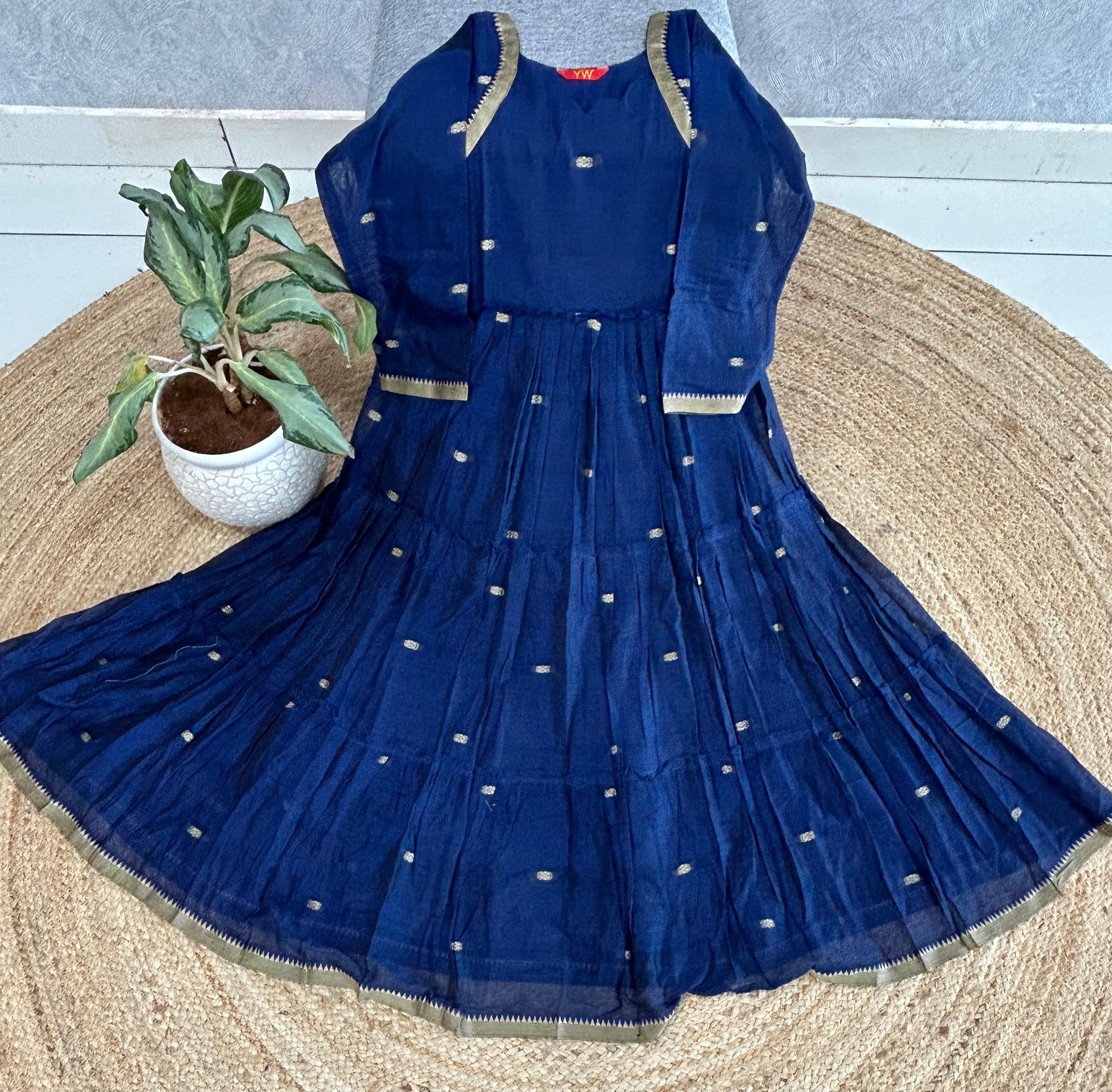 Jamdhani A-Line Frock with cotton lining