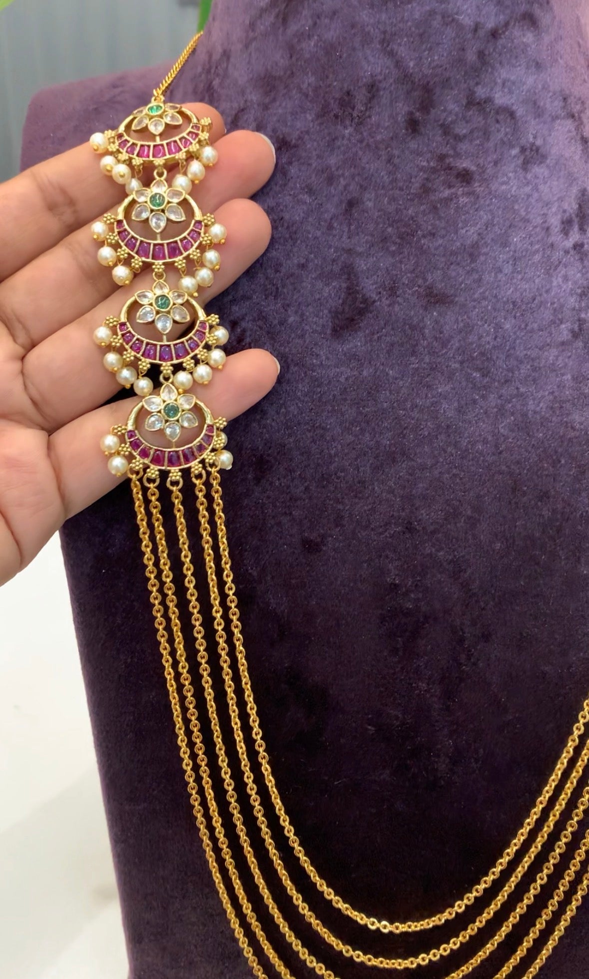 Beautiful customised chandraharam set