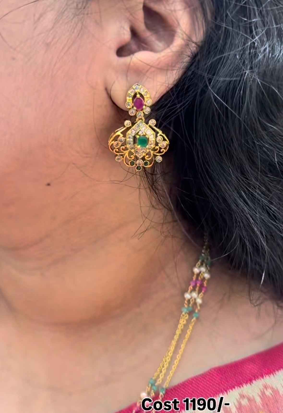 Beautiful pendent with chandraharam chain