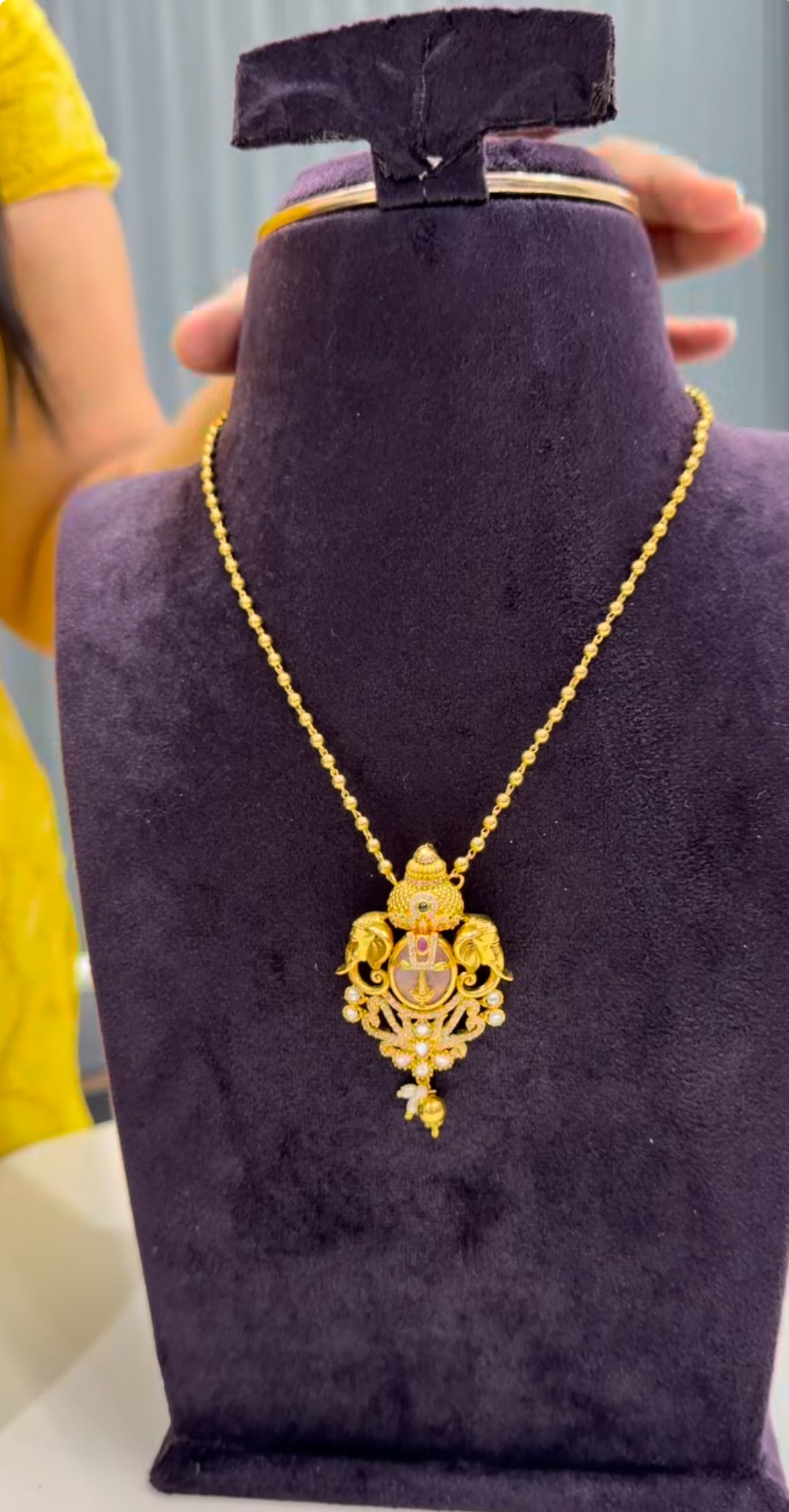 Beautiful Balaji Baby pink colour Pendent with Gold Ball chain 18inches