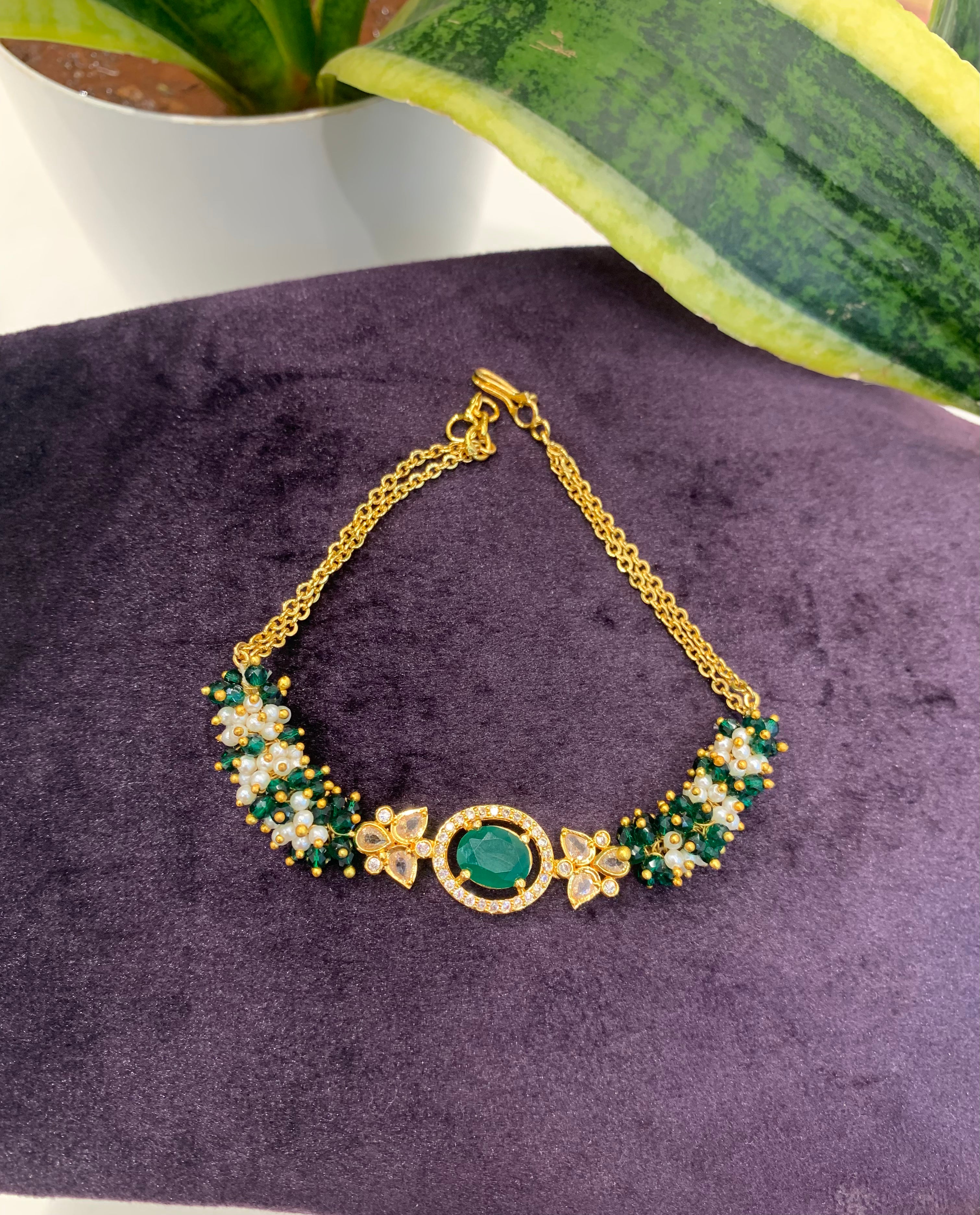 Beautiful green beads handmaking Rakhi /bracelet