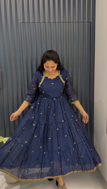 Jamdhani A-Line Frock with cotton lining