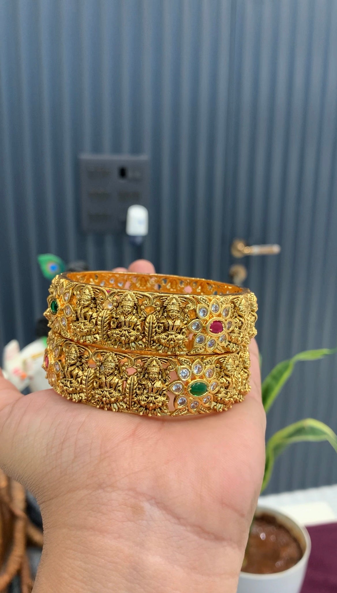 Beautiful uncut stone Lakshmi devi bangles