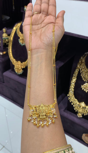 Beautiful Lakshmi devi pendent with chandraharam chain 24 inchs long