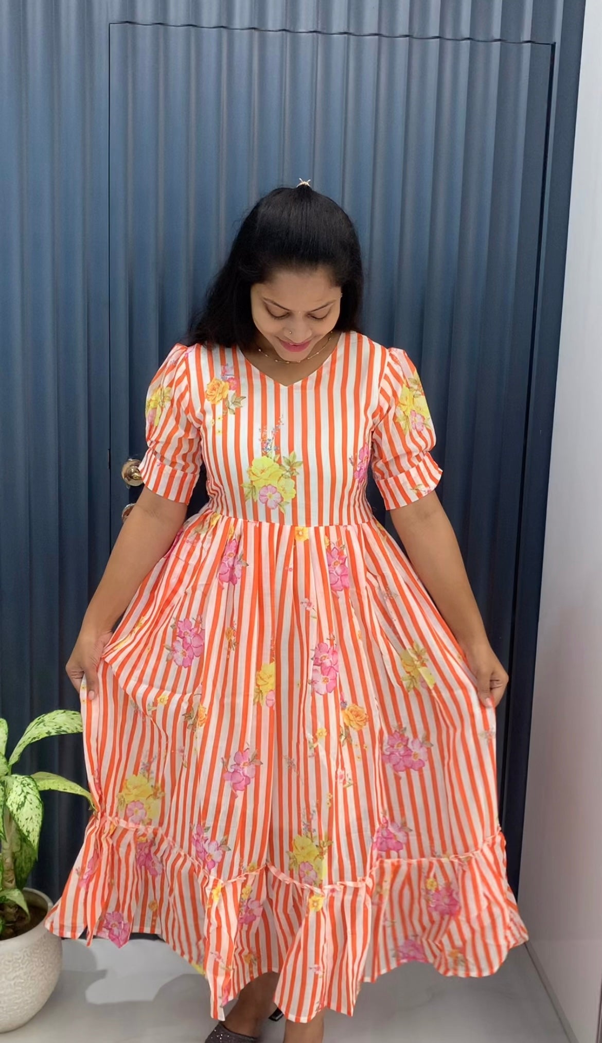 Beautiful lenin cotton frock