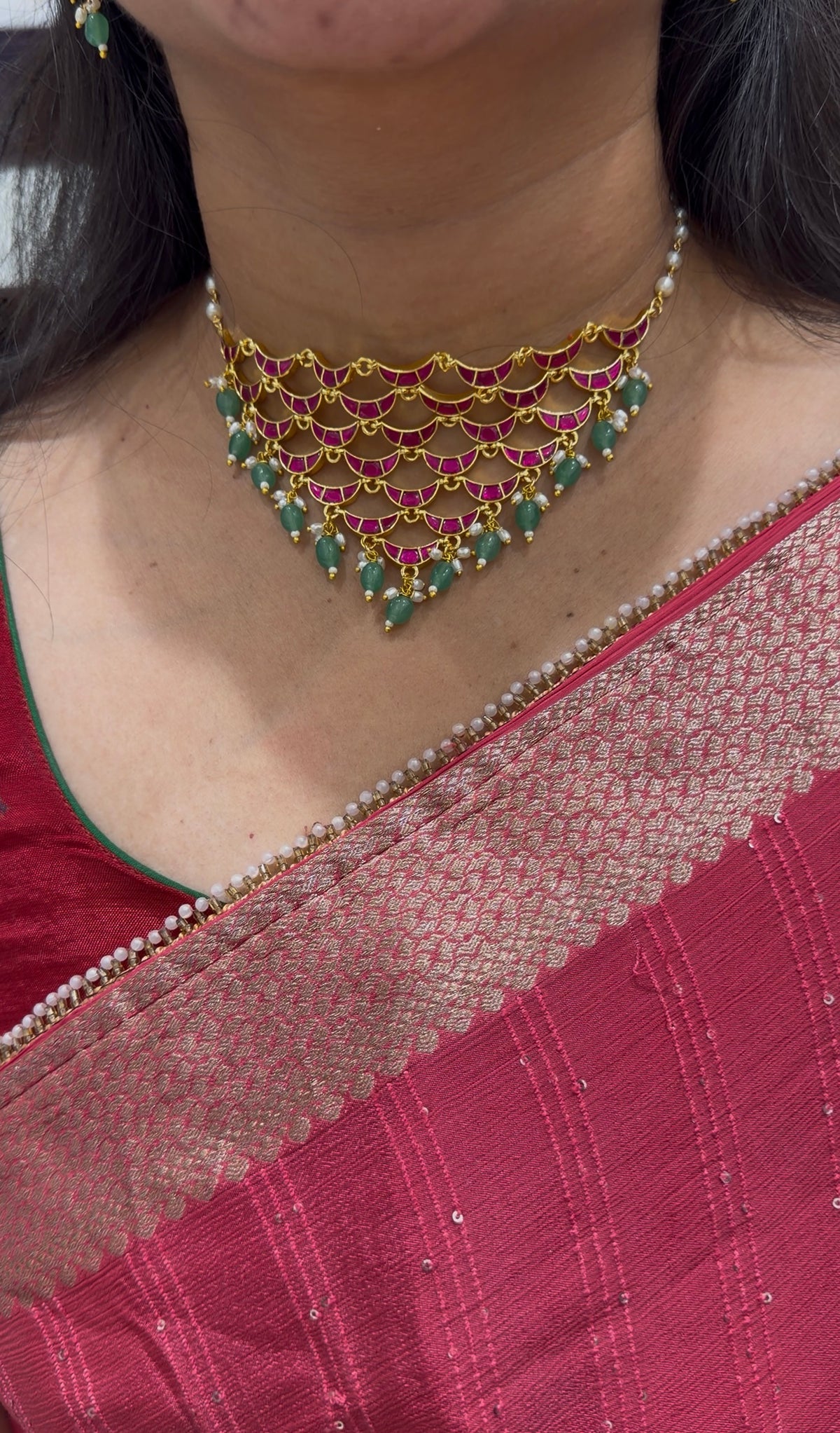 Beautiful jadau kundhan chocker set with pushback earrings