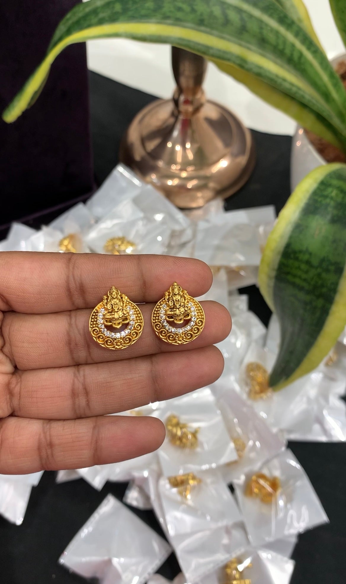 Beautiful Lakshmi devi studs with pushback