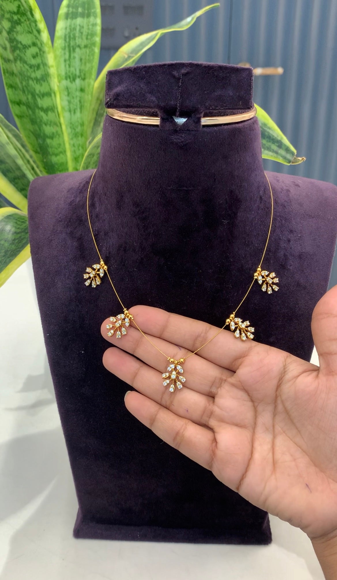 Beautiful invisible chain with white stone lockets