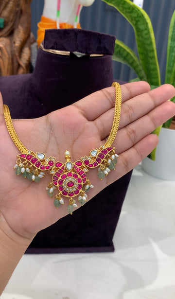 Beautiful jadau kundhan nanpatti necklace