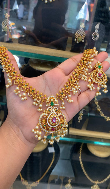 Beautiful guthapusalu Necklace set with pushback earrings