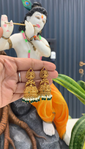 Beautiful Lakshmi devi jumkis with pushback