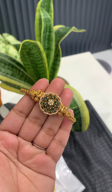 Beautiful green color CZ stones openable bracelet