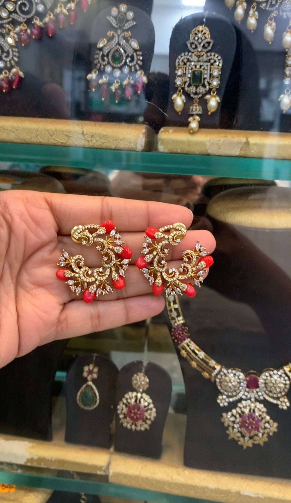 Beautiful padagam beads studs with pushback