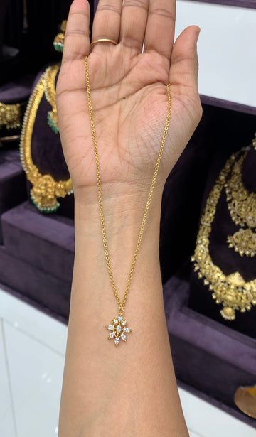 Because white stone locket with chandraharam chain 18 inchs long