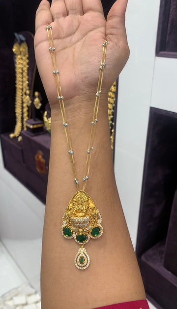 Beautiful Lakshmi devi pendant with 2 layers silver balls chain 18 inchs long